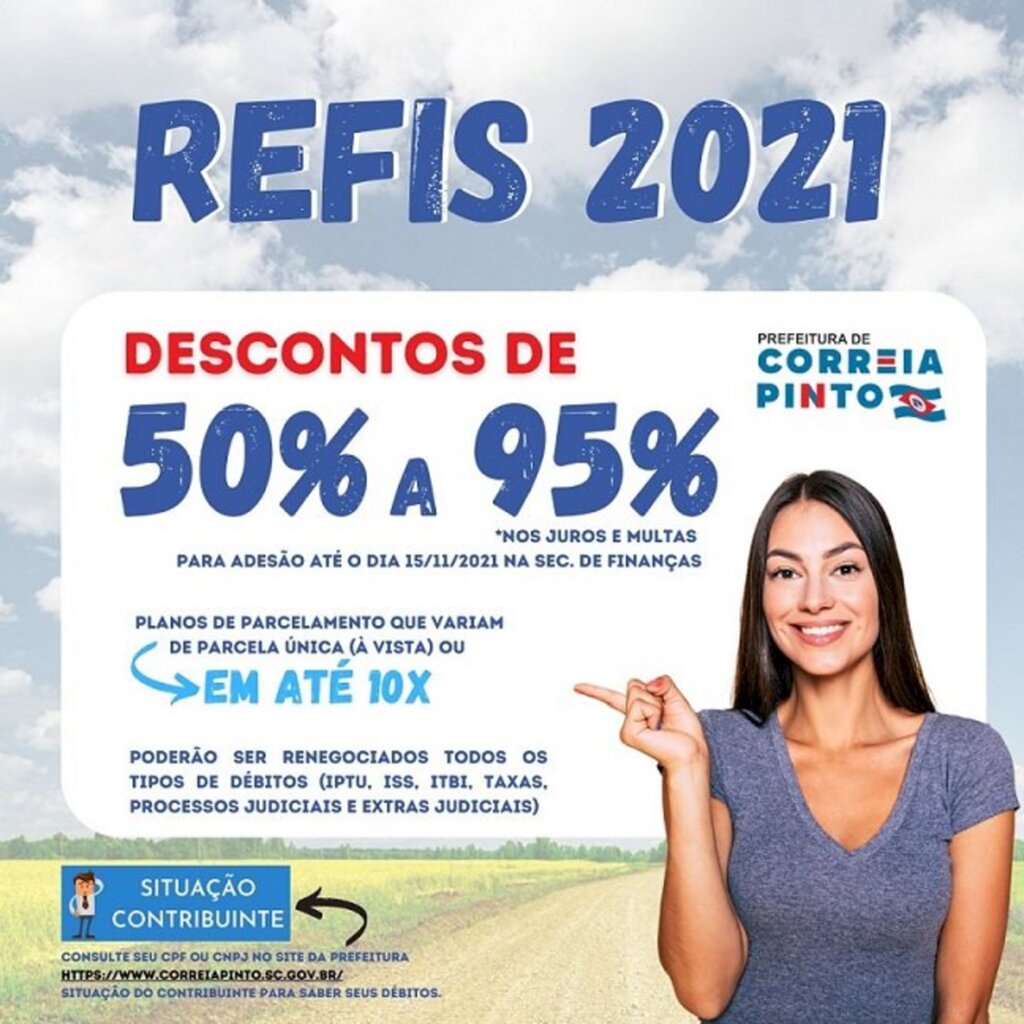 Prefeitura de Correia Pinto oferece descontos de até 95% em juros e multa para quitação de dívidas