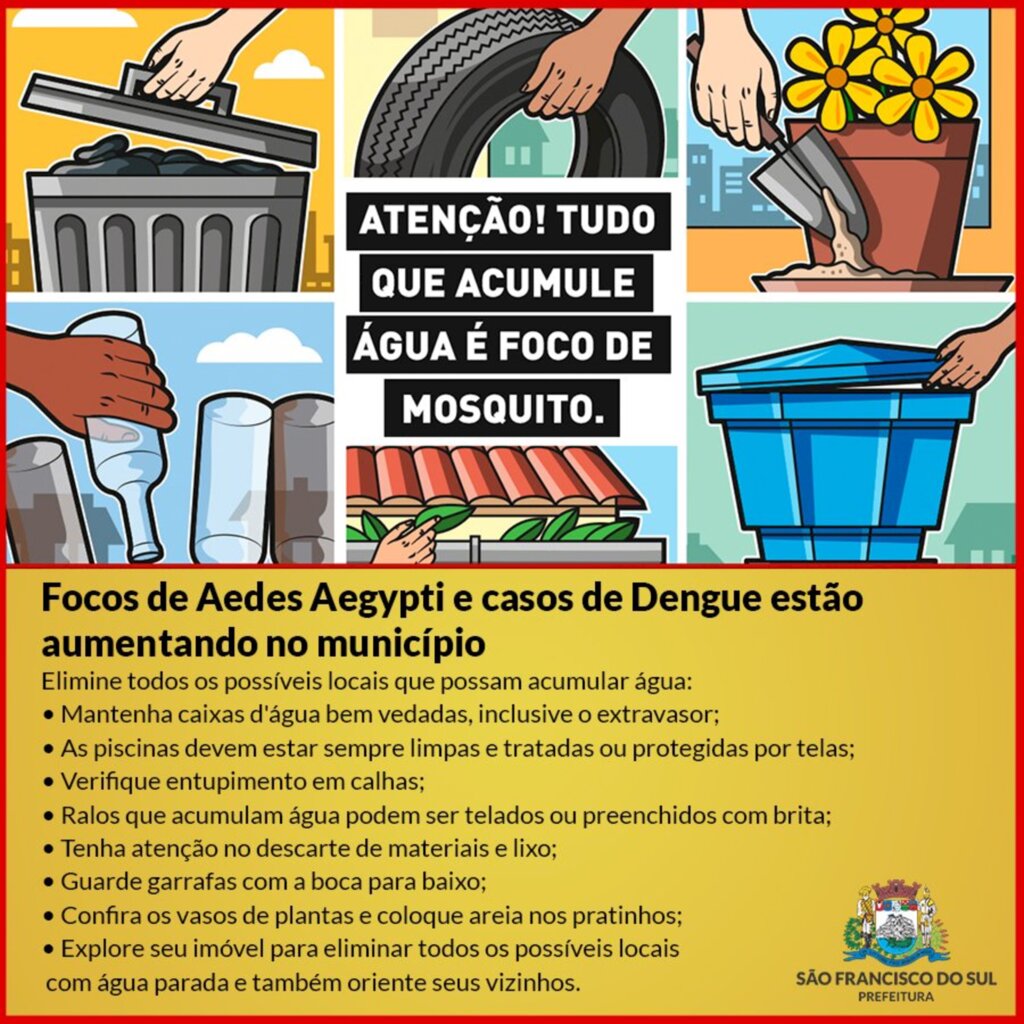 Focos de Aedes Aegypti e casos de Dengue estão aumentando no município