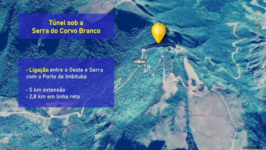 Divulgação - Imagem mostra onde será o início do túnel na Serra do Corvo Branco