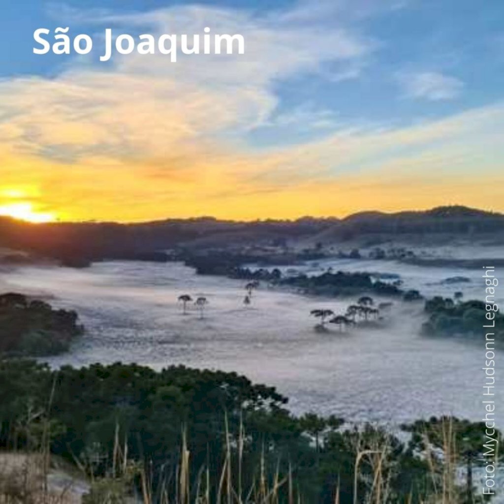 Serra Catarinense amanhece coberta de branco e registra temperaturas negativas