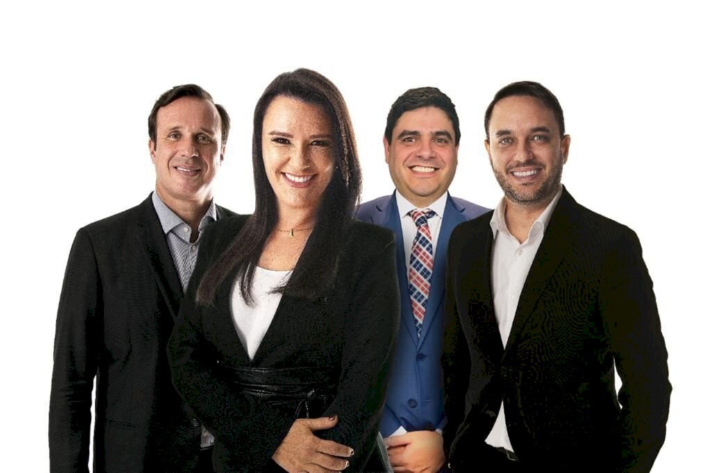  - Os pré-candidatos Rafael Horn, Claudia Prudêncio, Rodrigo Goetten de Almeida e Juliano Mandelli