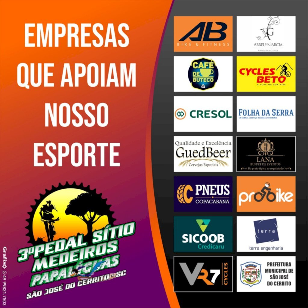 Continuam abertas as inscrições para o 3º Pedal Papaléguas - Sítio Medeiros