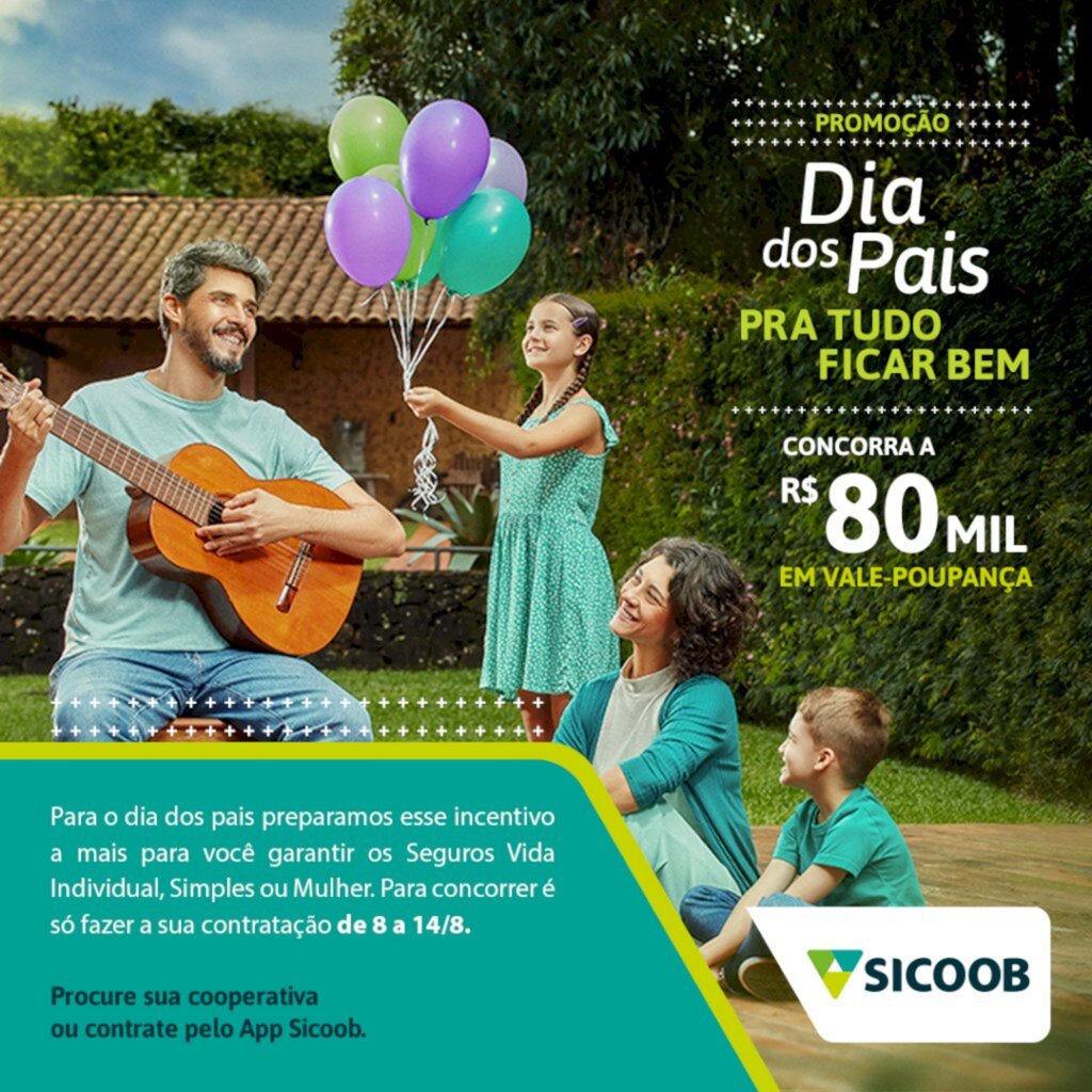 Ação do Dia dos Pais do Sicoob sorteia R$ 80 mil