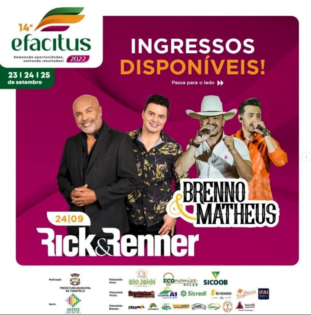 Ingressos para shows estão sendo comercializados