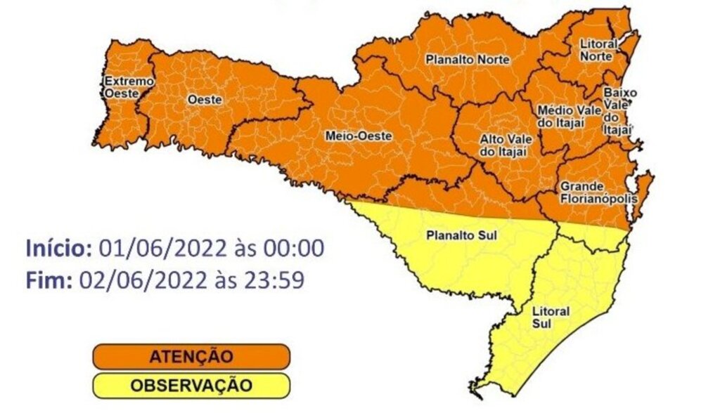 Divulgação Defesa Civil/SC - 