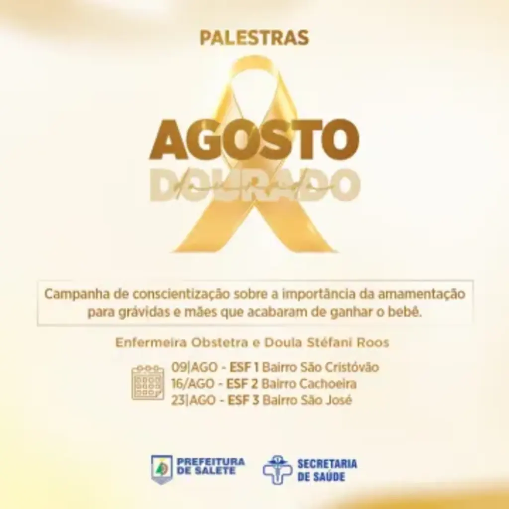 Palestras sobre o Agosto Dourado começam nesta sexta-feira em Salete