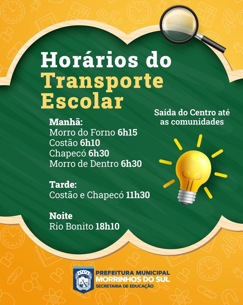 AULAS EM MORRINHOS DO SUL INICIAM NA SEGUNDA-FEIRA (17) COM NOVO HORÁRIO DO TRANSPORTE ESCOLAR