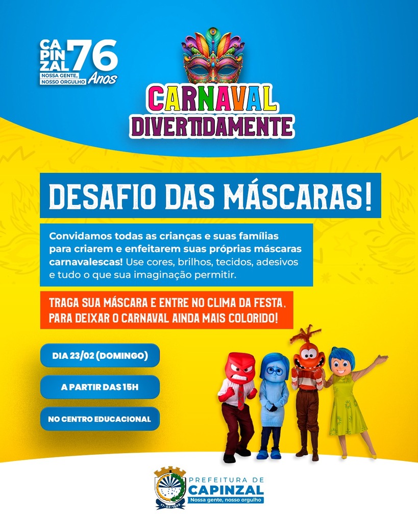 Capinzal promove Carnaval Divertidamente, no desafio das máscaras