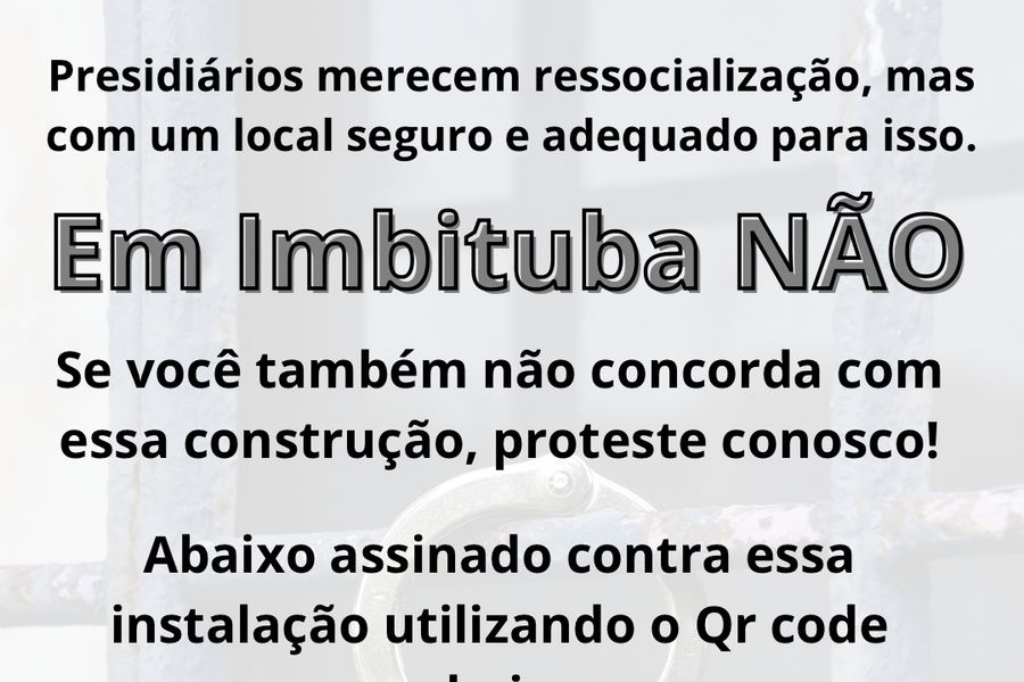 Imagem divulgação - Moradores se mobilizam contra projeto de novo presídio no Morro do Maquiné, em Imbituba