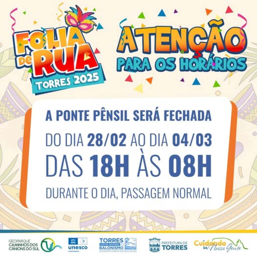 PONTE PÊNSIL TERÁ FECHAMENTO NOTURNO DURANTE O CARNAVAL