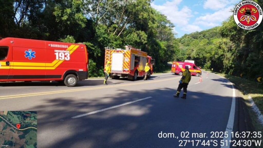 Mulher morre em grave acidente na BR-282 em Erval Velho