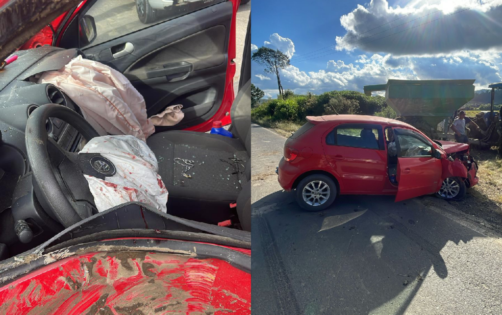 Acidente entre carro e trator deixa ferido na SC-114, em Rio do Campo