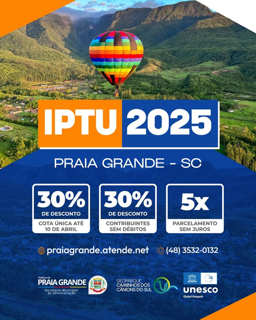 PREFEITURA DE PRAIA GRANDE OFERECE ATÉ 60% DE DESCONTO NO IPTU 2025