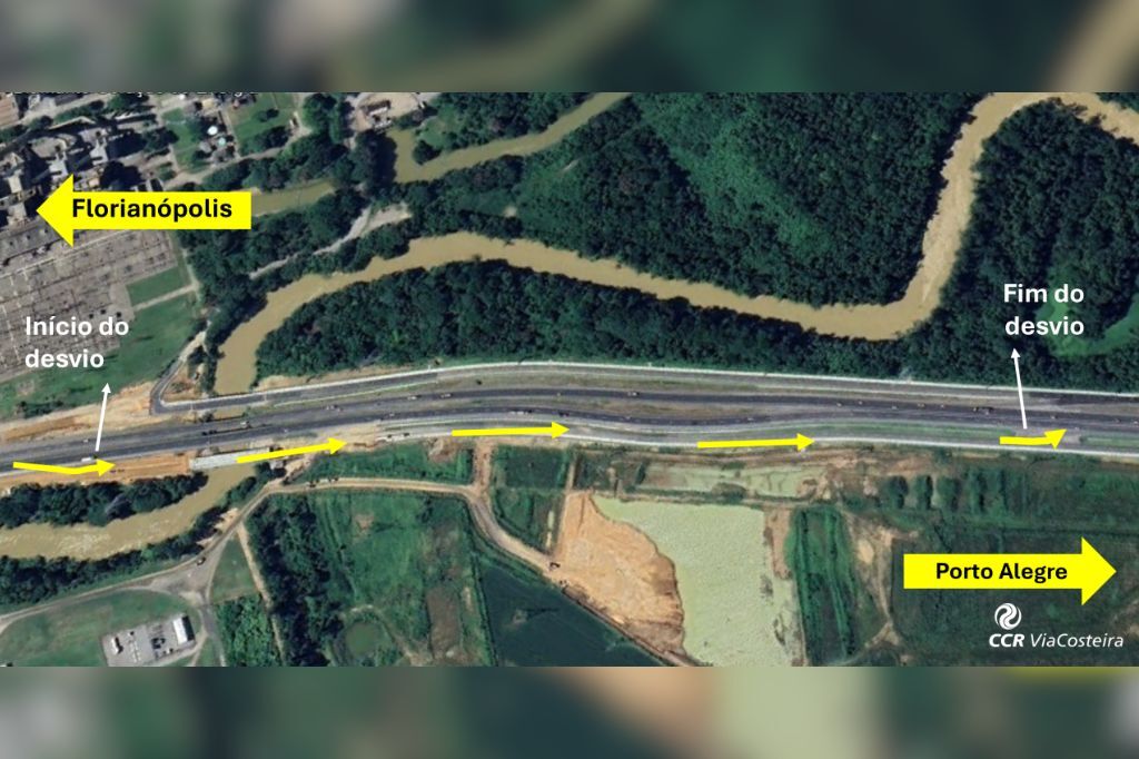 Obras nas marginais da BR-101 Sul exigem desvios e alterações no tráfego em Tubarão e Capivari de Baixo