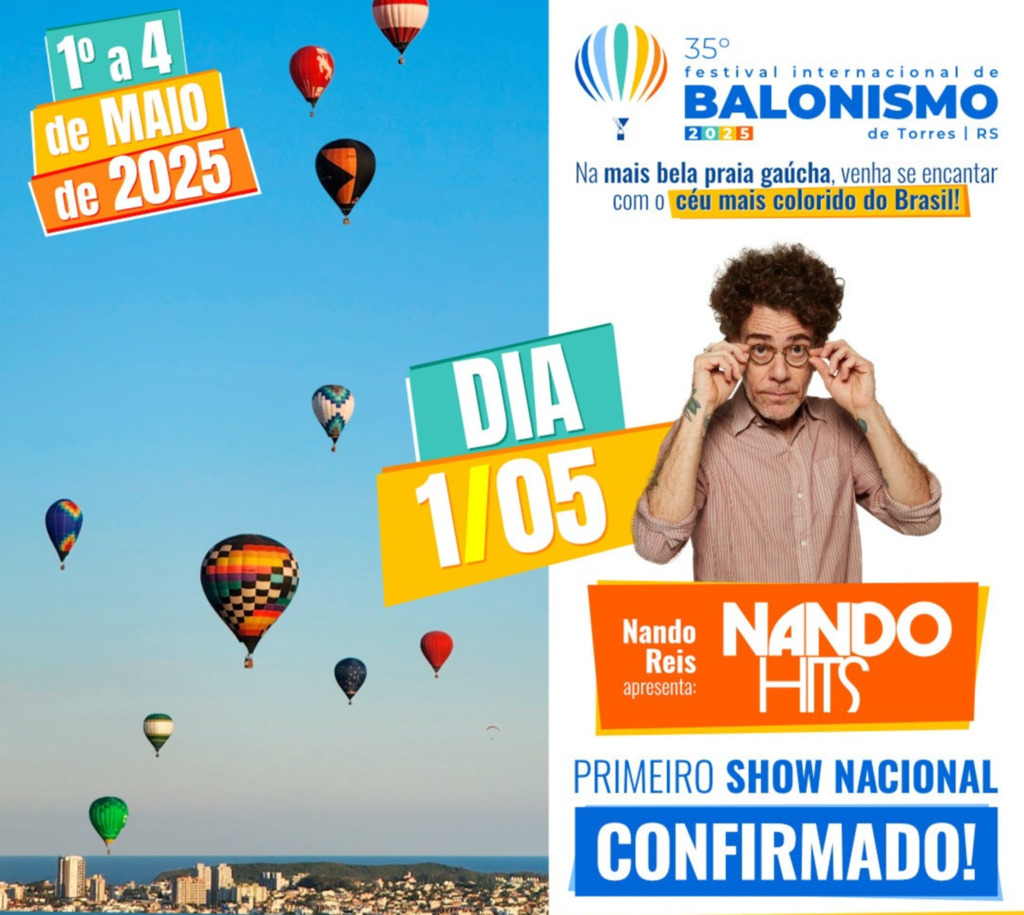 NANDO REIS É A ATRAÇÃO NACIONAL DO PRIMEIRO DIA DO 35º FESTIVAL INTERNACIONAL DE BALONISMO EM TORRES