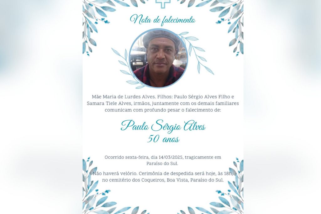 Homem que morreu afogado no Rio Jacuí é sepultado em Paraíso do Sul