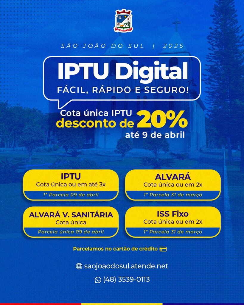 PRAZO DE PAGAMENTO DO ALVARÁ E ISS FIXO VENCE NESTA SEGUNDA-FEIRA (31)