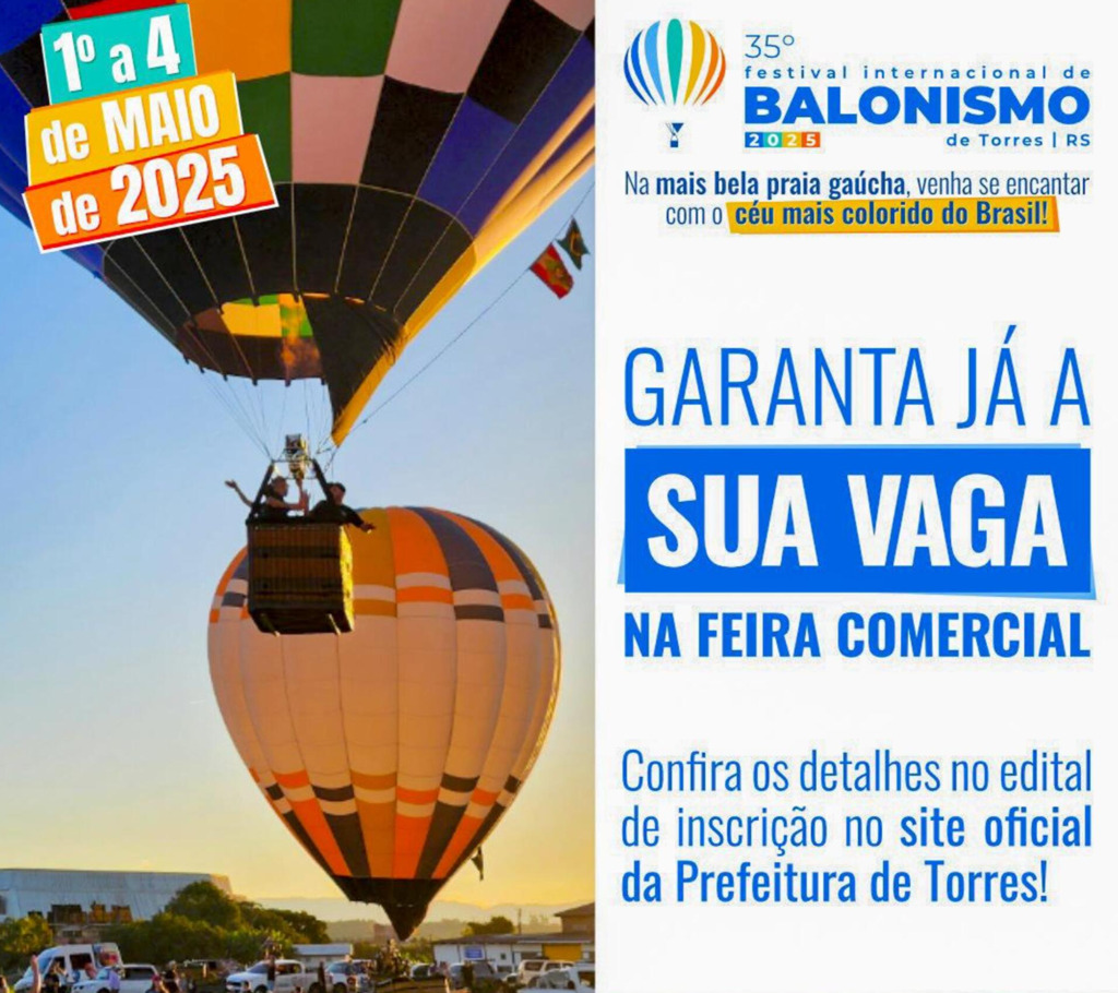 35º FESTIVAL INTERNACIONAL DE BALONISMO  ACONTECERÁ ENTRE OS DIAS 01 A 04 DE MAIO