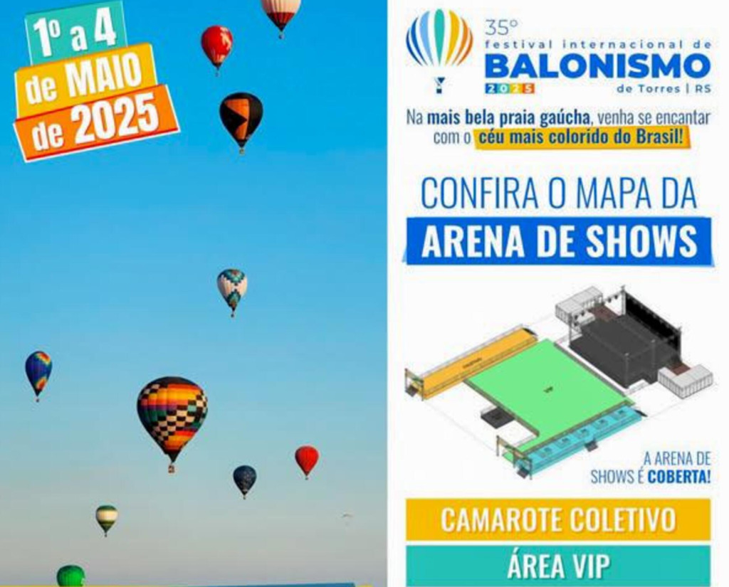 PREFEITURA DE TORRES DIVULGA O MAPA DA ARENA DE SHOWS DO 35º FESTIVAL DE BALONISMO