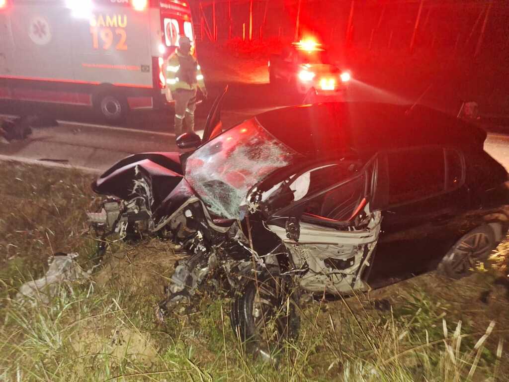 Colisão frontal em São Joaquim na SC - 110 mata três jovens e fere um gravemente