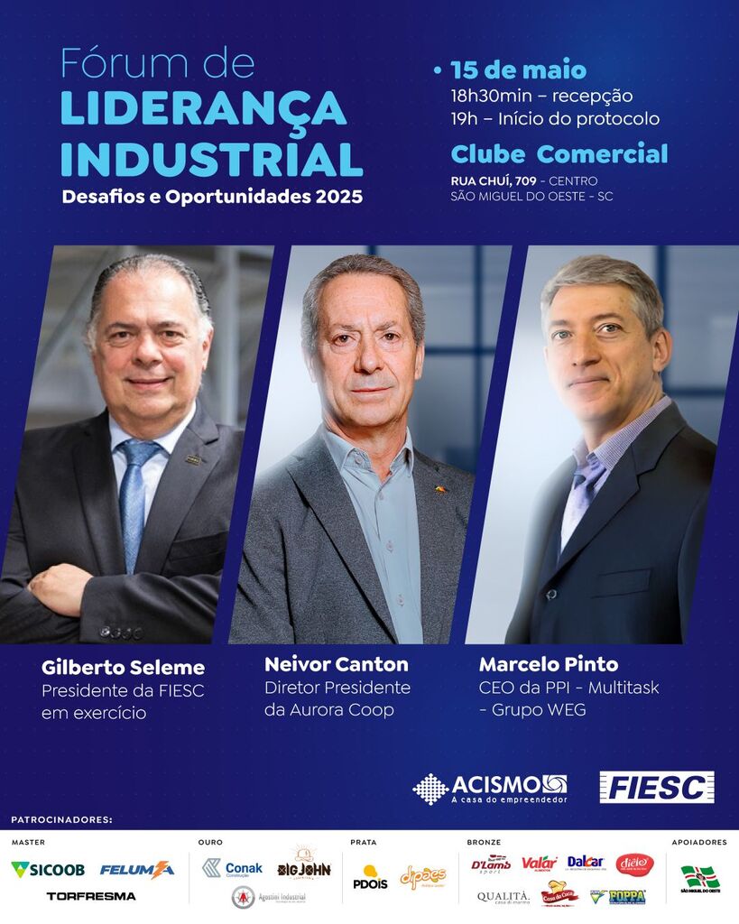 Fórum de Liderança Industrial será no próximo dia 15