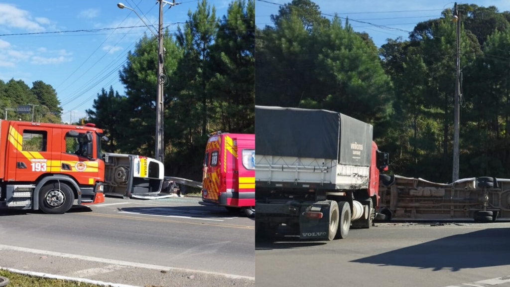 Van com atletas idosos de Trombudo Central colide com carreta e deixa sete feridos