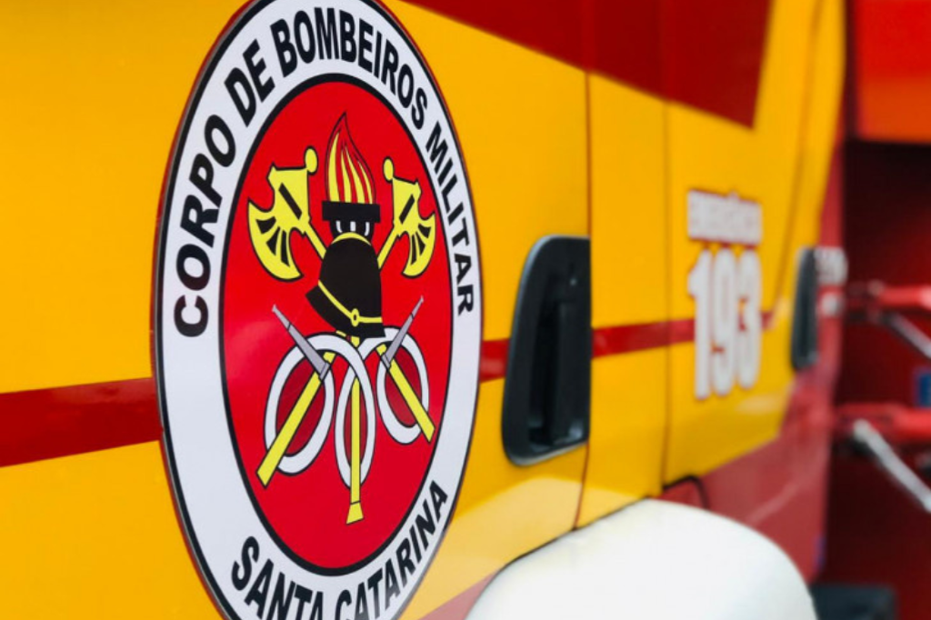 Foto: CBMSC - Incêndio de grandes proporções atinge área próxima a posto de combustíveis em Paulo Lopes