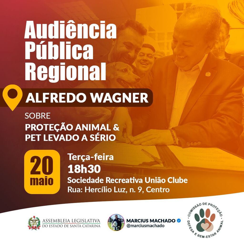 Alfredo Wagner receberá audiência de Proteção Animal promovida pela Alesc