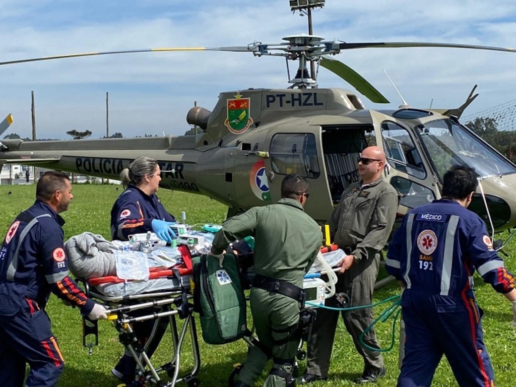 Serviço Aeromédico do Samu em parceria com o Águia 04 atende em definitivo na Serra Catarinense