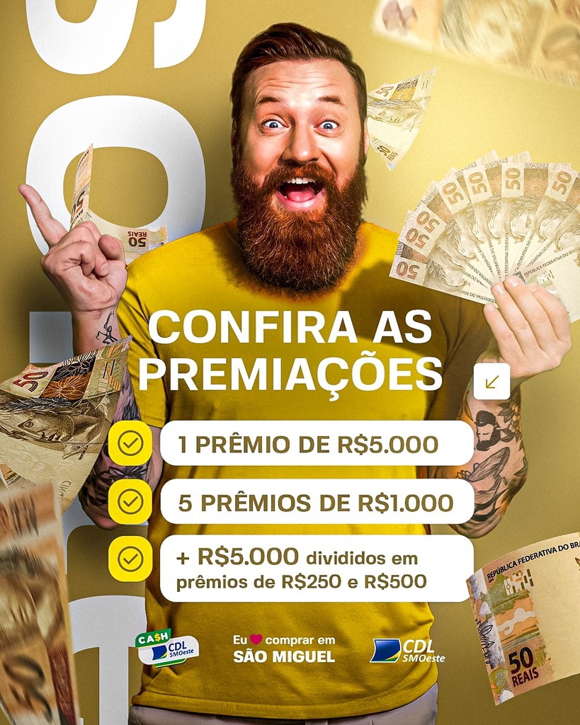 Sorteio do “Cash Premiado” da CDL será neste sábado