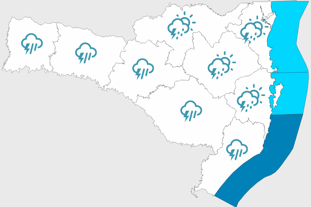 Previsão do Tempo: Semana será marcada por chuva intensa no Litoral Sul de SC