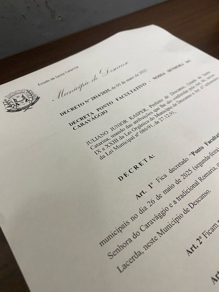 Descanso decreta ponto facultativo no dia de Nossa Senhora do Caravaggio