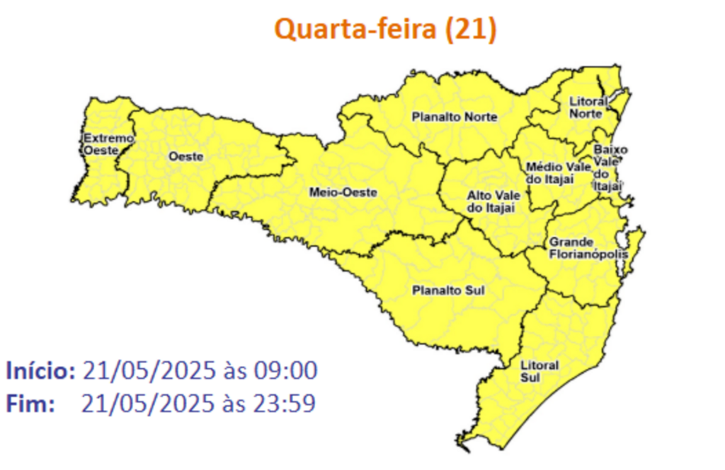 Temporais isolados e chuva pontualmente intensa entre quarta e quinta-feira