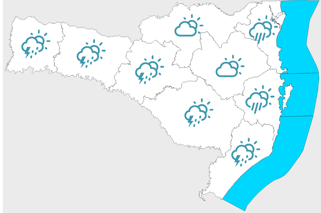 Chuva e frio marcam os próximos dias no Litoral Sul de SC; confira a previsão do tempo para o final de semana