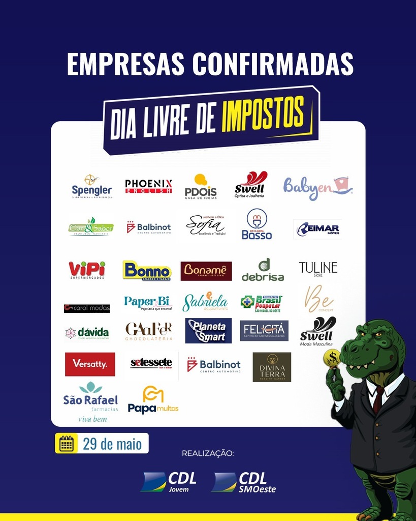CDL Jovem promove o Dia Livre de Impostos no próximo dia 29