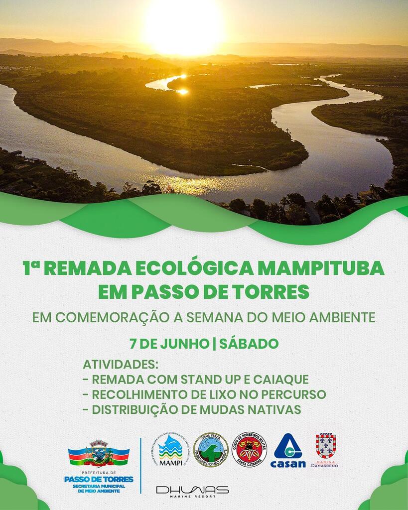 1ª REMADA ECOLÓGICA MAMPITUBA, EM PASSO DE TORRES
