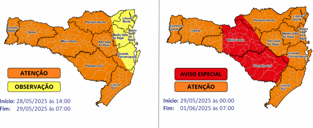 Declínio acentuado de temperatura e frio intenso a partir da tarde de quarta-feira
