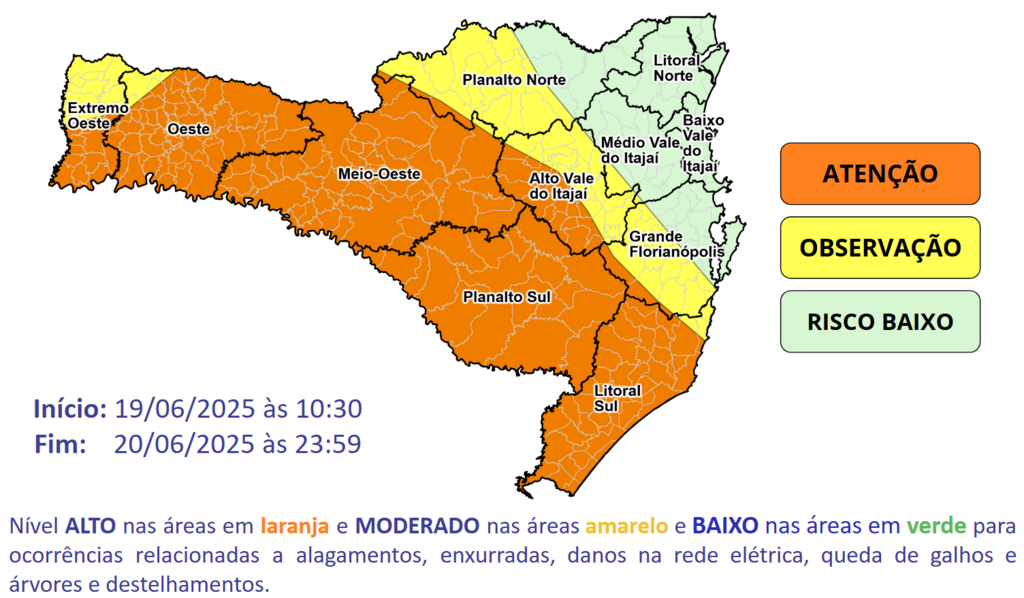 Chuva Intensa e Risco de Temporais Isolados em Santa Catarina Mobilizam Alerta da Defesa Civil