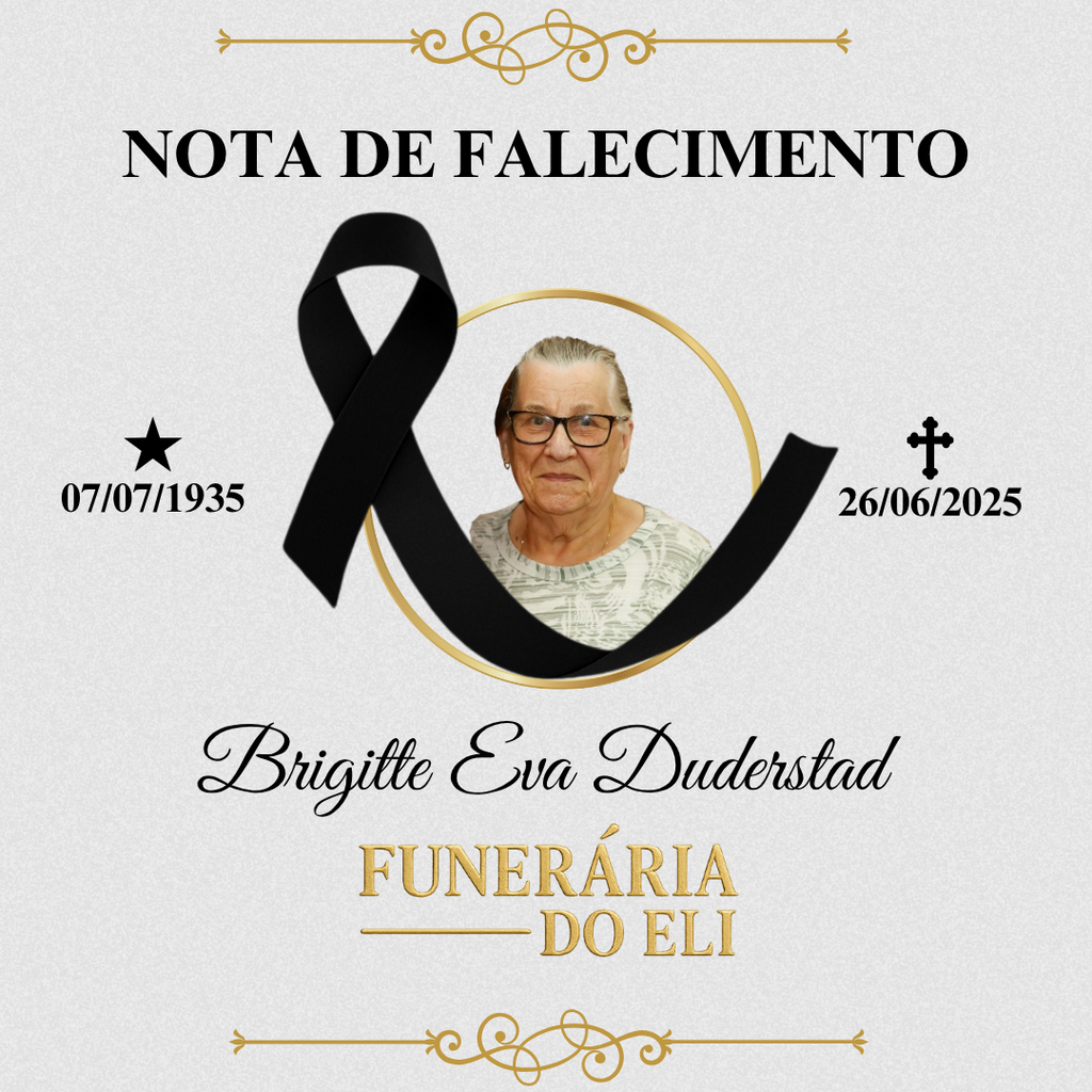 Nota de falecimento: BRIGITTE EVA DUDERSTAD aos 89 anos