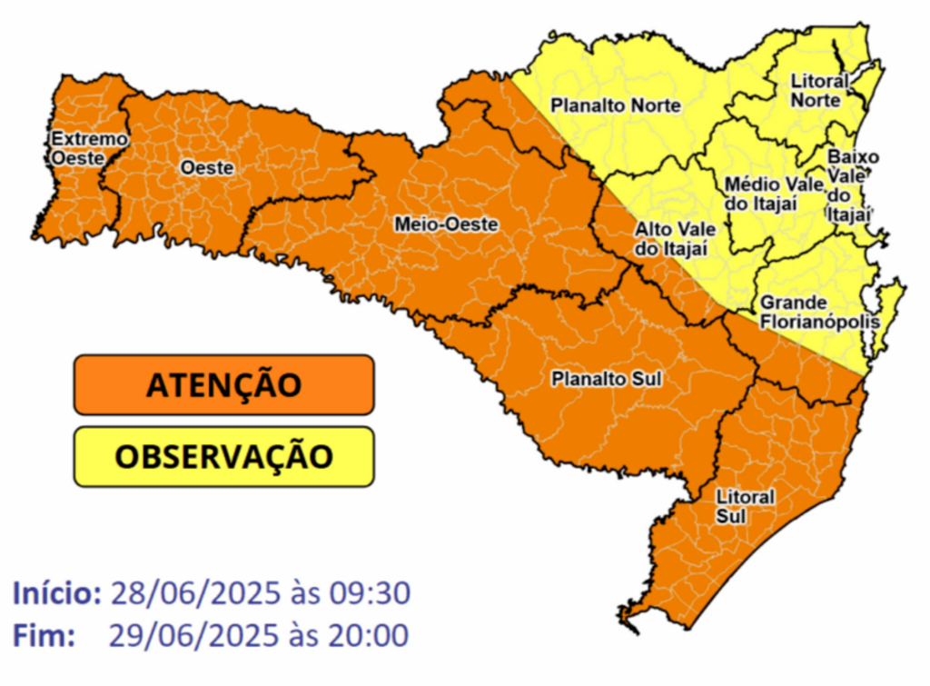 Defesa Civil alerta para temporais e chuva intensa e volumosa neste final de semana