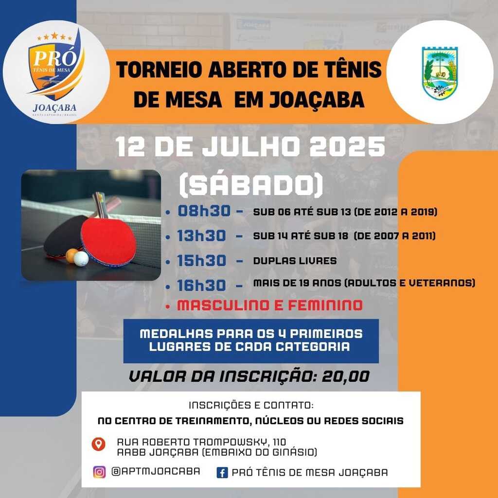 PRÓ TÊNIS DE MESA DE JOAÇABA CONQUISTA  OITO MEDALHAS NACIONAIS