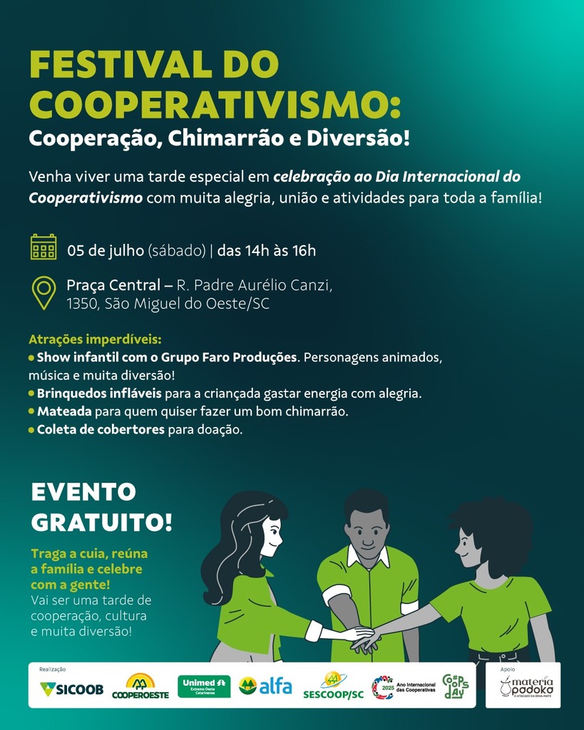 Festival do Cooperativismo será na tarde deste sábado