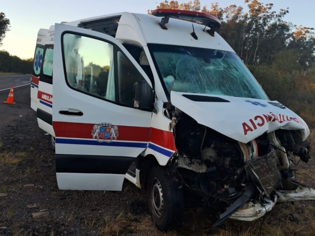 Ambulância de Uruguaiana colide com boi na BR-293