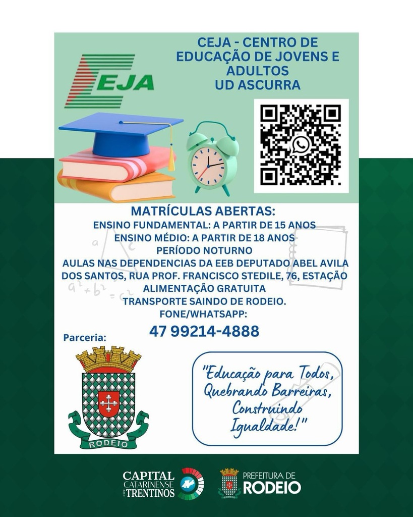 OPORTUNIDADE PARA QUEM QUER VOLTAR A ESTUDAR!