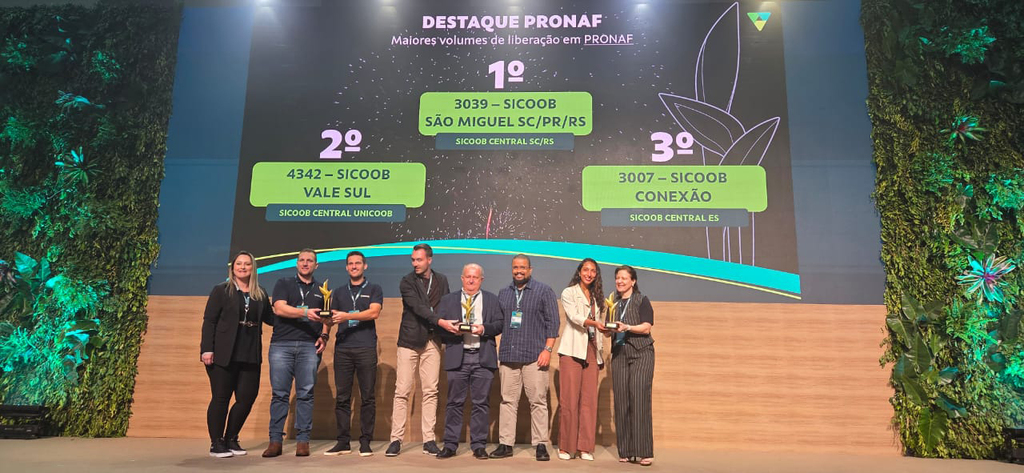 Sicoob São Miguel é premiado em Brasília por excelência nacional na Safra 2024/2025