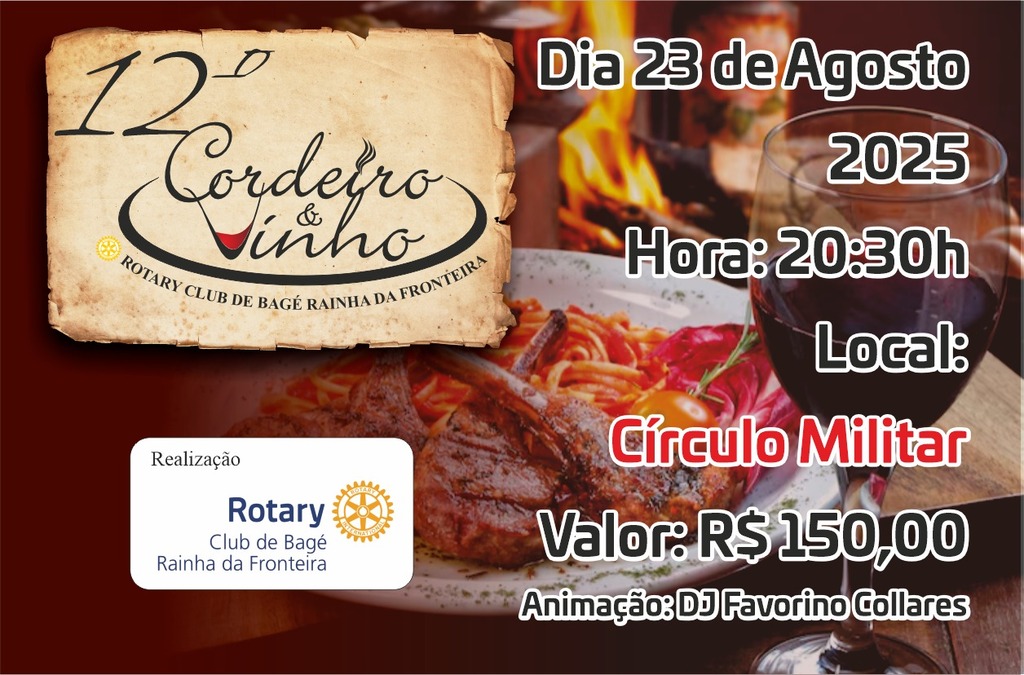 Rotary Rainha da Fronteira inicia venda para o 12º Cordeiro & Vinho