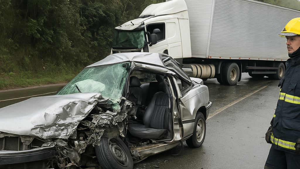 Imagem Gerada por IA - Motorista embriagado provoca acidente fatal que tira a vida de três gerações da mesma família em SC