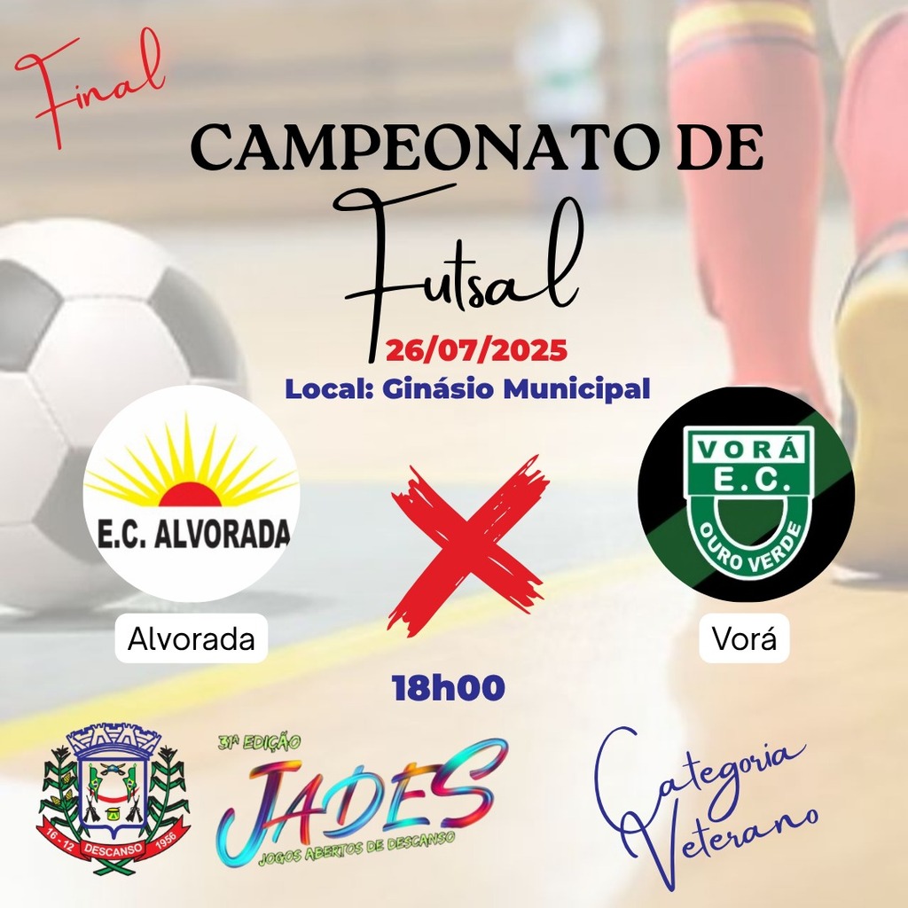 Disputas finais do Futsal acontecerão neste sábado