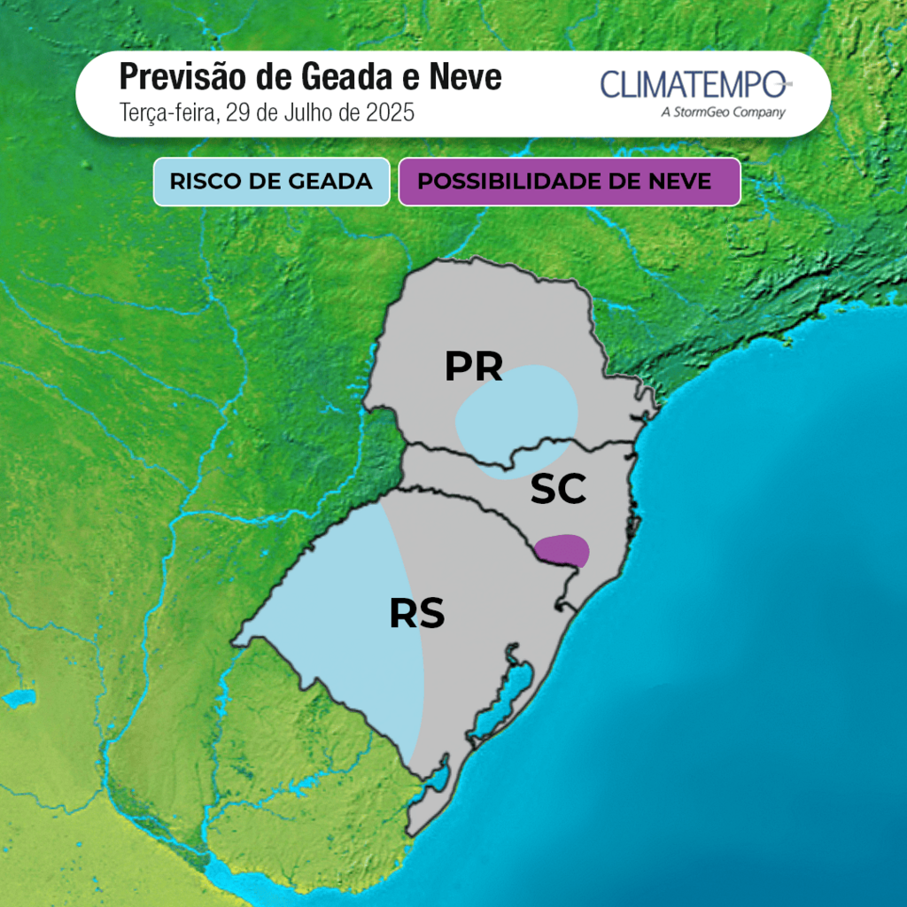 Terça será gelada: geada e neve previstas no Sul do Brasil
