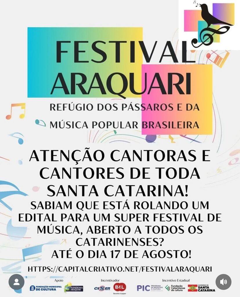 Cantores de SC podem concorrer a R$ 10 mil no 1º Festival Araquari; inscrições gratuitas